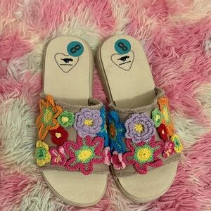 Rocket Dog Multicolor Crochet Flower Sandals